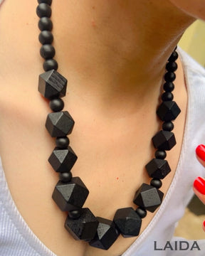Black Wooden Statement Necklace
