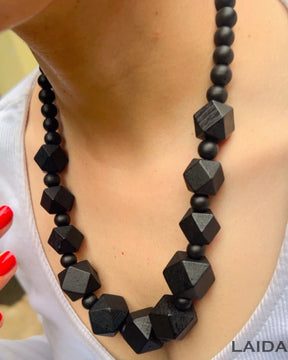 Black Wooden Statement Necklace