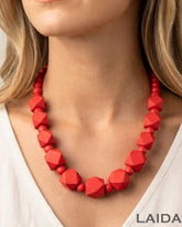 Red Wooden Statement Necklace