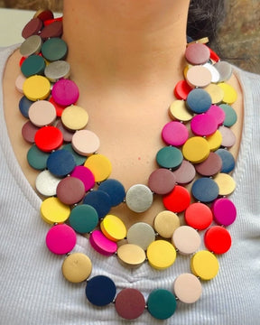 Multi- Layered Wooden Charm Necklace