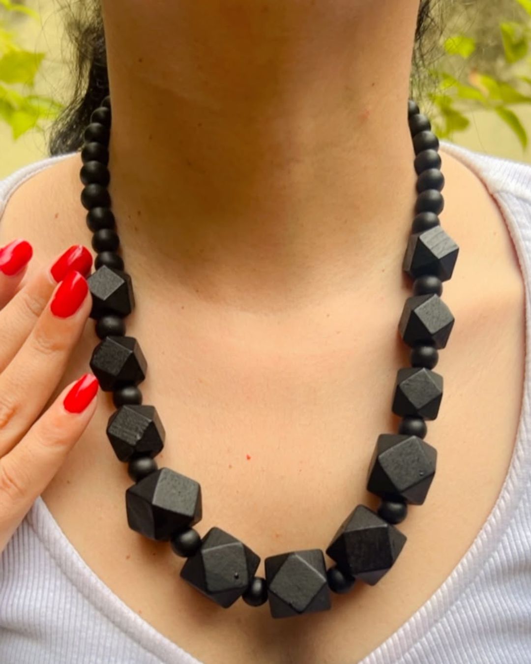 Black Wooden Statement Necklace