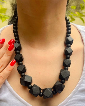 Black Wooden Statement Necklace