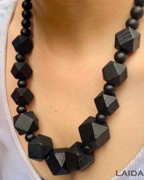 Black Wooden Statement Necklace