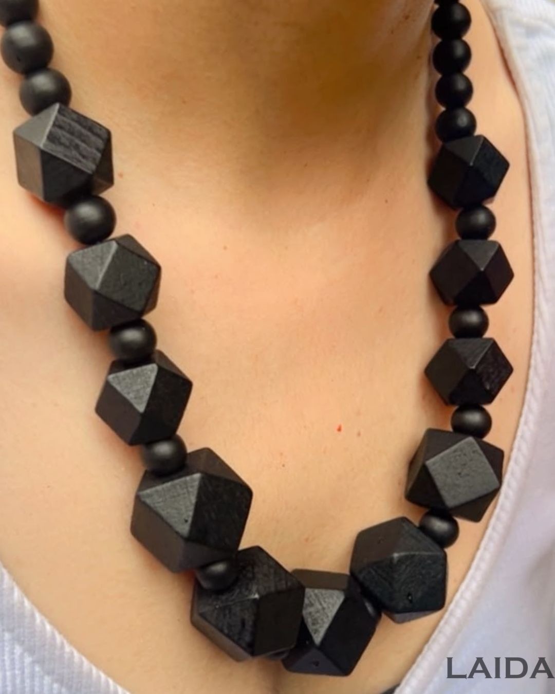 Black Wooden Statement Necklace
