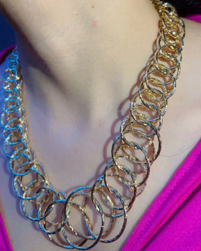 Minimalist Circular Rings Statement Necklace