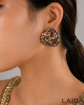 Bling Blogger Black Golden Knot Statement Studs