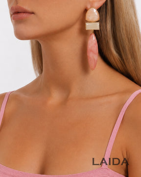 Baby Pink Resin Drop Earrings