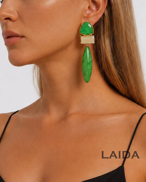 Green Resin Drop Earrings
