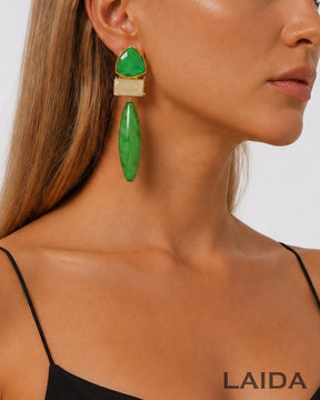 Green Resin Drop Earrings