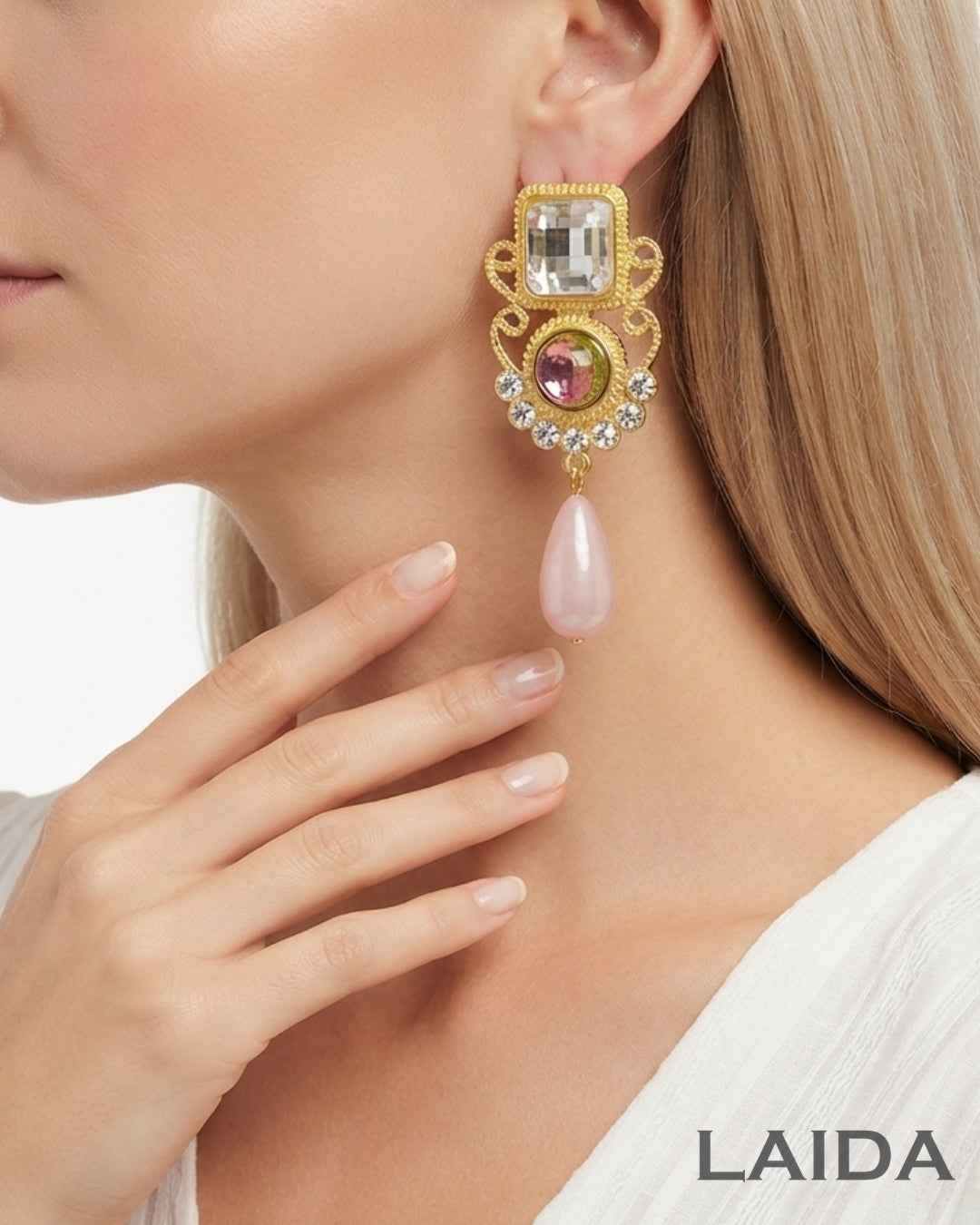 Vintage Long Acrylic Resin Drop Earrings