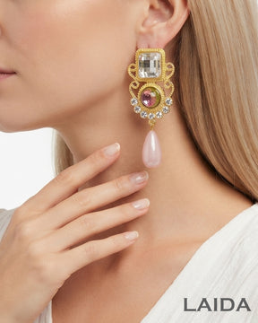 Vintage Long Acrylic Resin Drop Earrings