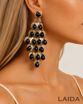 Black Chandelier Drop Earrings