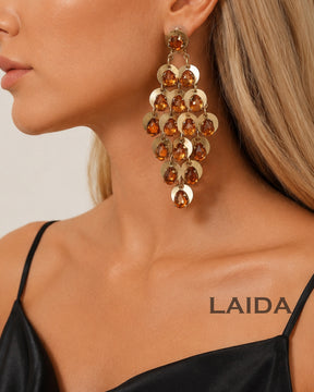 Orange Chandelier Drop Earrings