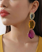 Maya Clear Crystal Multicolor Statement Earrings