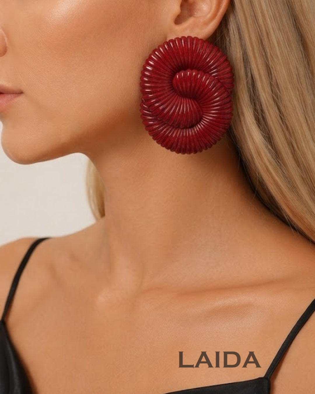 Maroon Twisted Ripple Drop Earrings