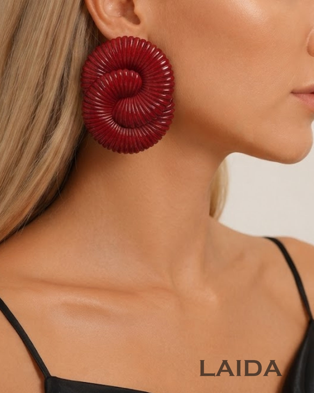 Maroon Twisted Ripple Drop Earrings