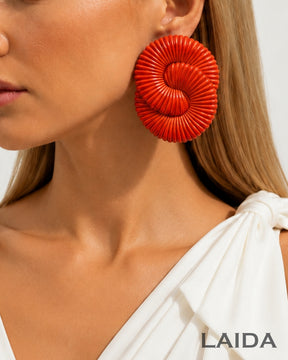 Orange Twisted Ripple Drop Earrings