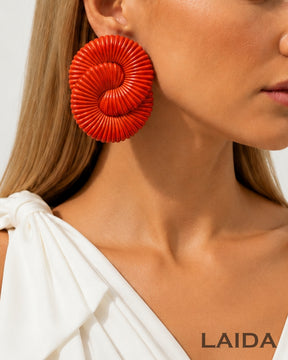Orange Twisted Ripple Drop Earrings