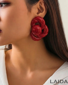Red Twist Knot Retro Stud Earrings