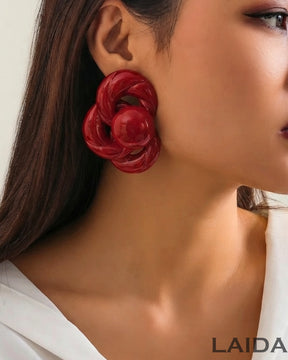 Red Twist Knot Retro Stud Earrings