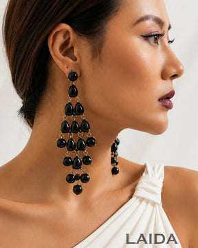 Black Transparent Resin Tear Drop Earrings