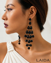 Black Transparent Resin Tear Drop Earrings