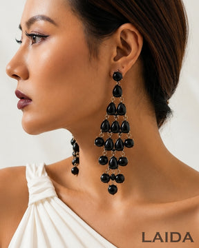 Black Transparent Resin Tear Drop Earrings