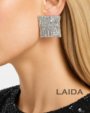Bling Blogger Silver Square Stud Earrings