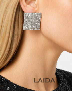 Bling Blogger Silver Square Stud Earrings