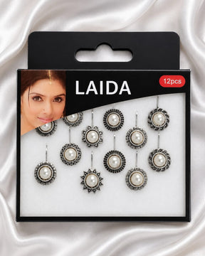 Silver Oxidised Mini Stud Nosepin Pack Of 12
