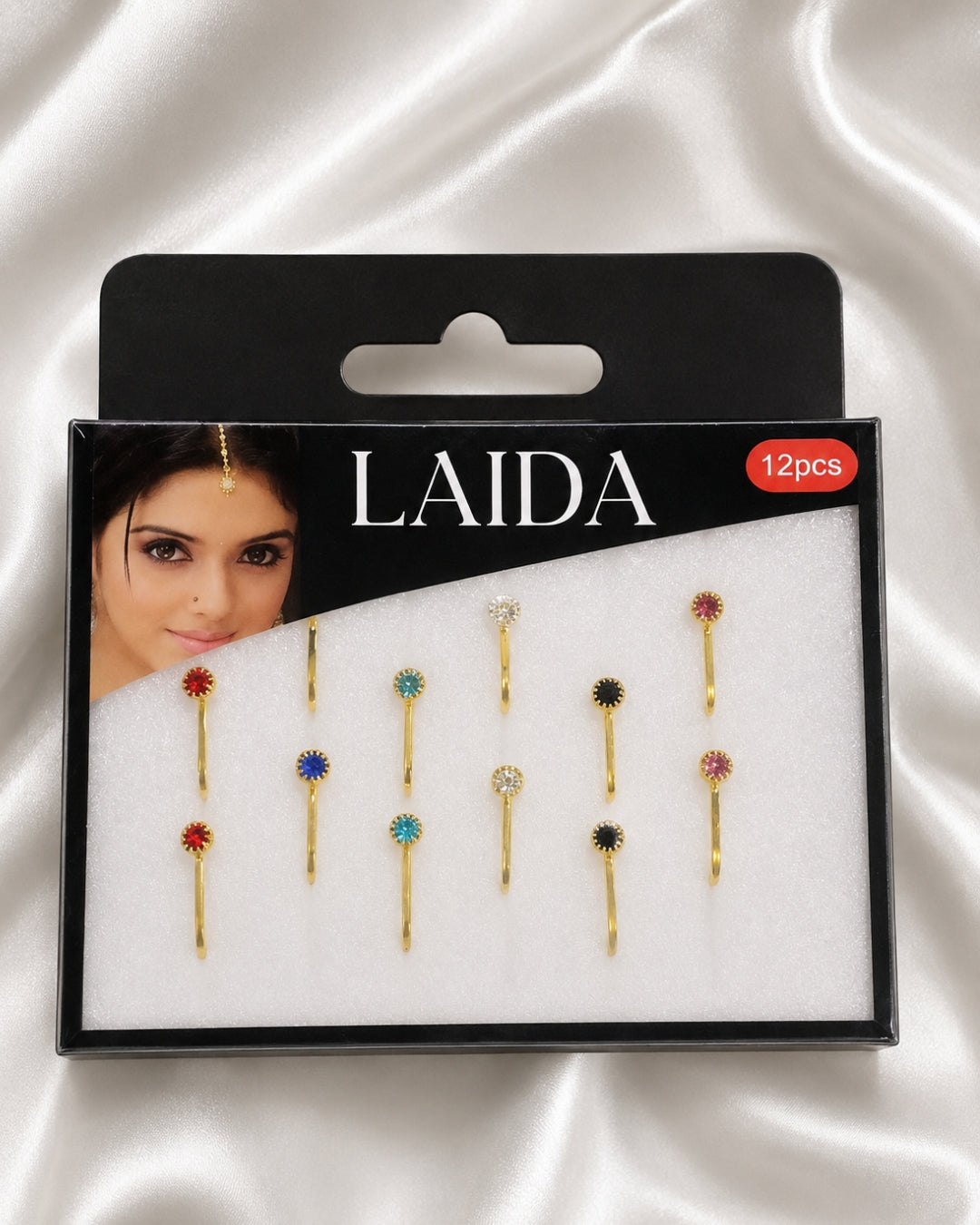 Multicolor Gold- plated Mini Stud Nosepin Pack Of 12