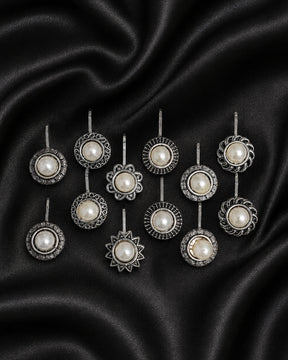 Silver Oxidised Mini Stud Nosepin Pack Of 12