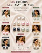 Silver-Plated AD Color Changeable Pearl Stud Earrings Pack Of-6