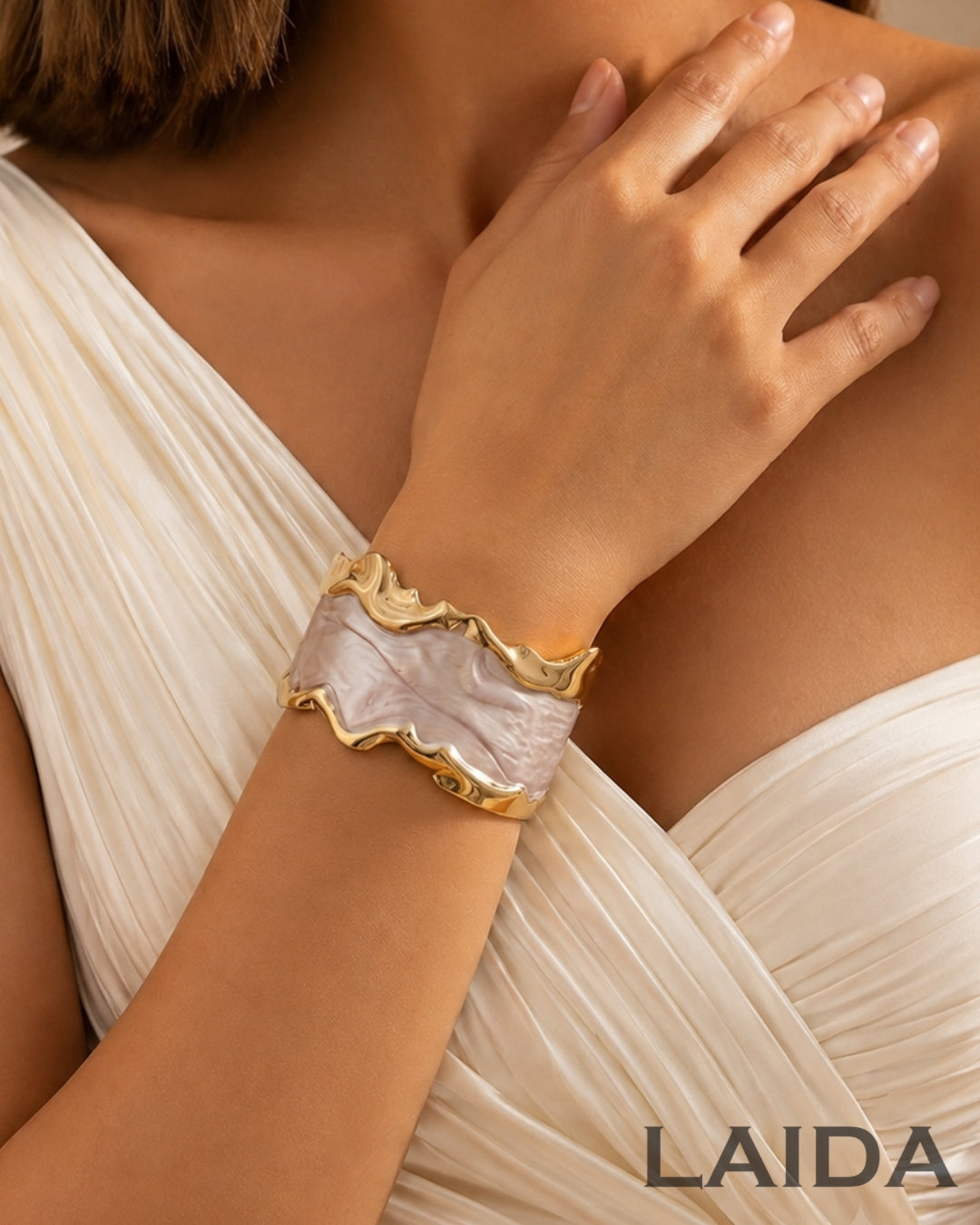 White Enamel Wave Bracelet