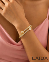 Golden White Clover Crystal Bracelet