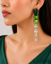 Emerald Green Ombre Statement Earrings