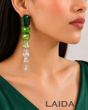 Emerald Green Ombre Statement Earrings