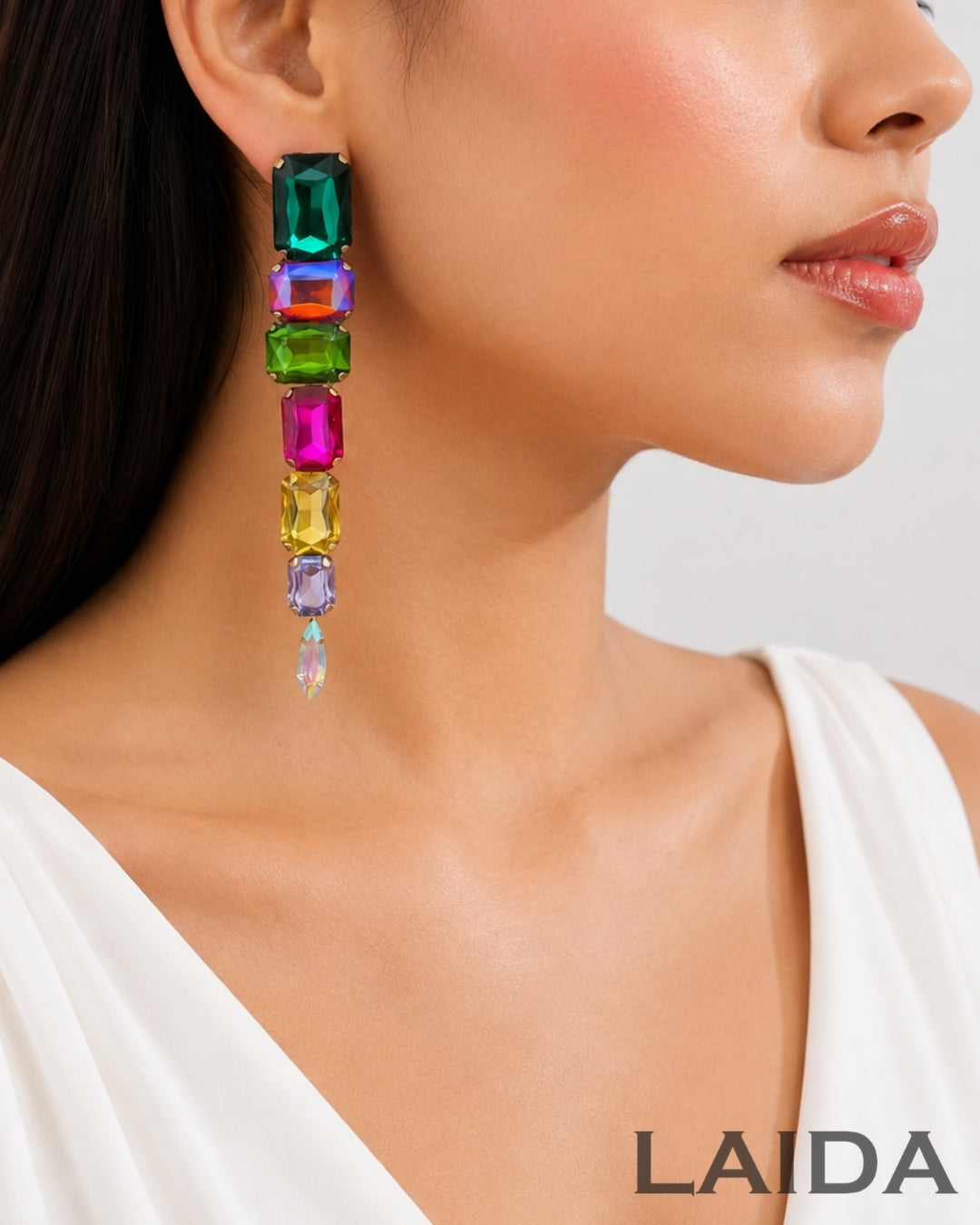 Multi Rhinestone Drop Earrings