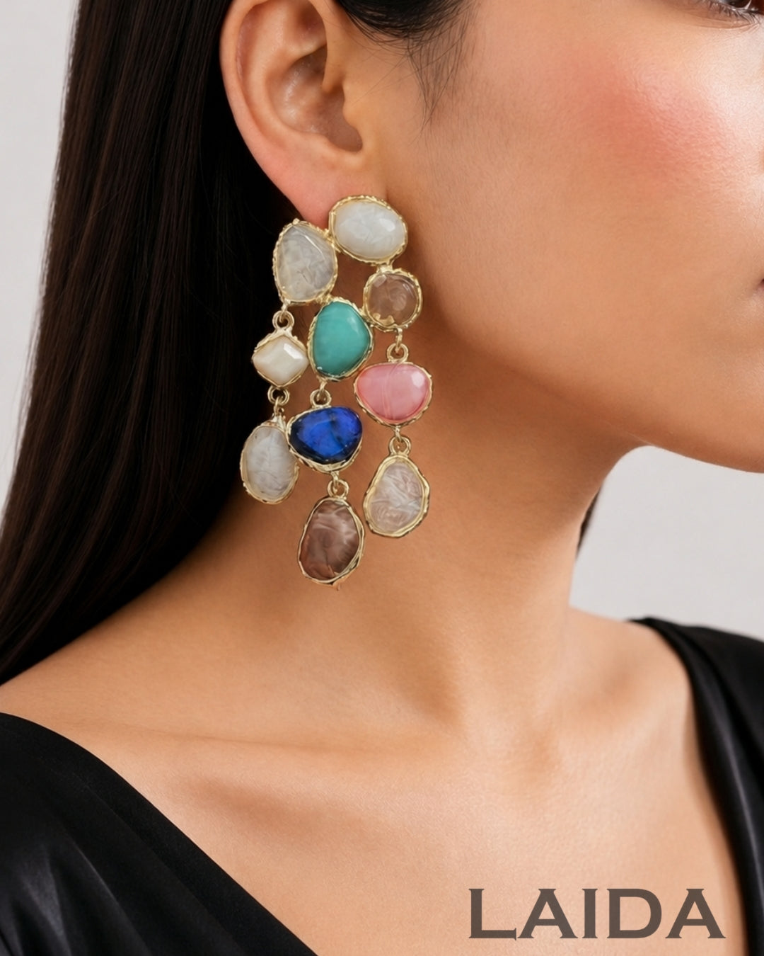 Maya Crystal Layered Multicolor Earrings