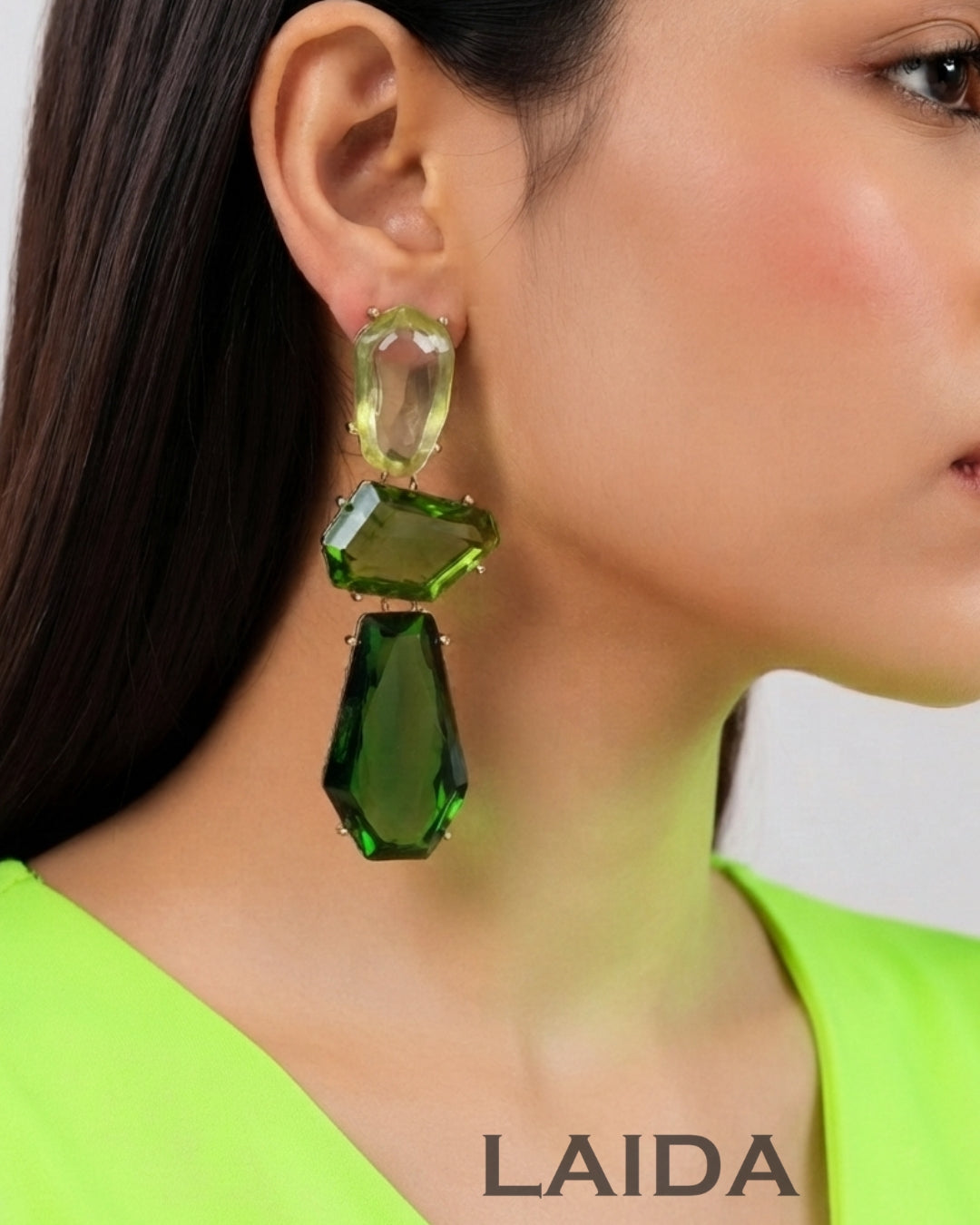 Maya Green Statement Drop Earring