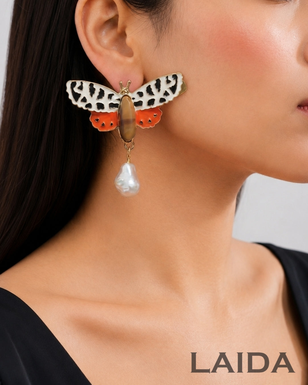 Leopard Print butterfly Drop Earrings