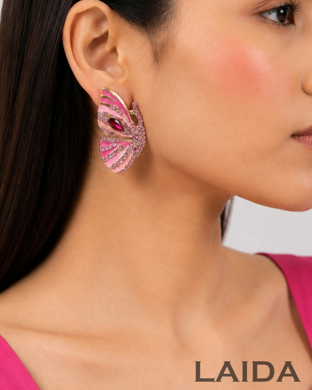 Pink Dreamy Butterfly Stud Earrings