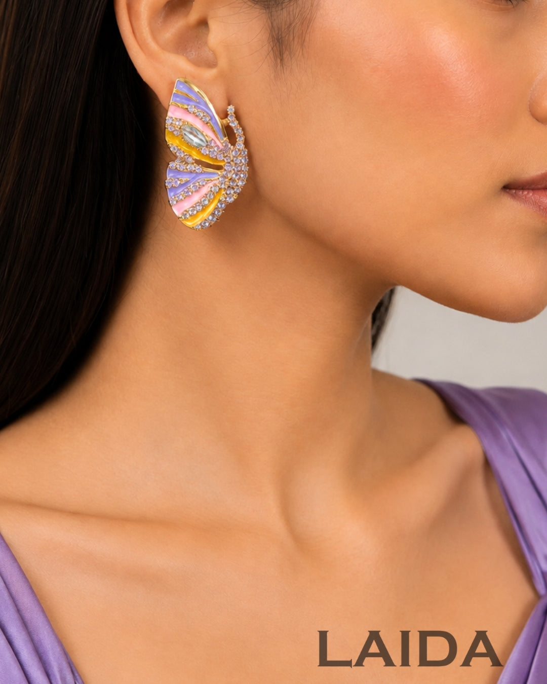 Purple Dreamy Butterfly Stud Earrings