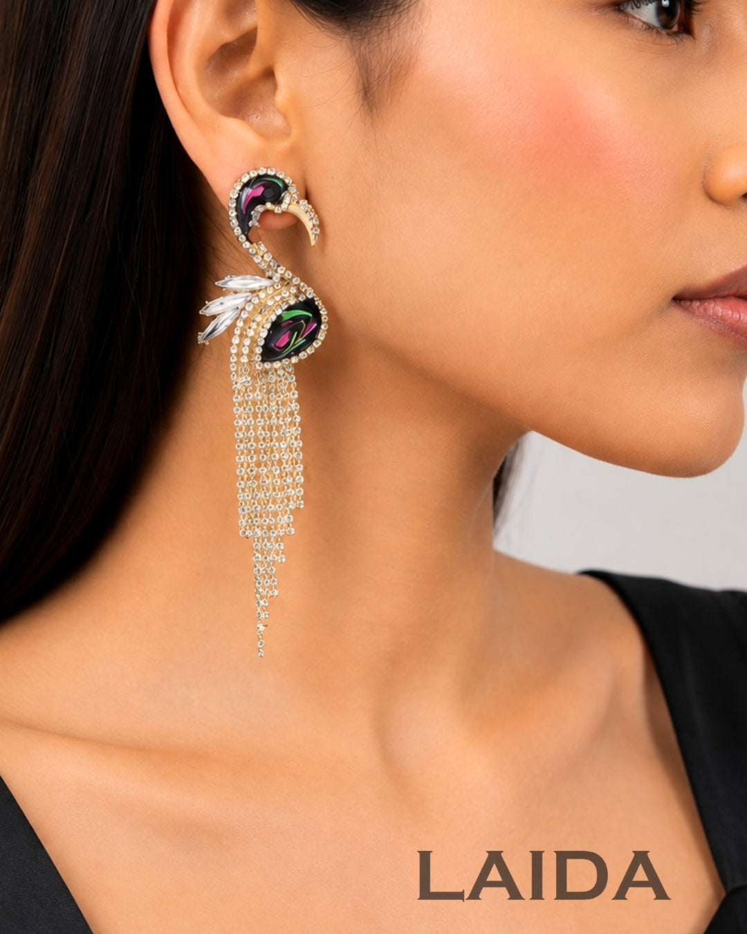 Flamingo Long Tassel Drop Earrings