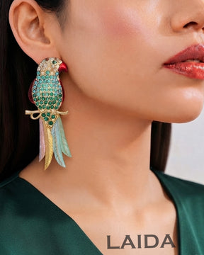 Parrot Multicolor American Diamond Earrings - Multi 1