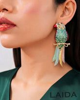 Parrot Multicolor American Diamond Earrings - Multi 1