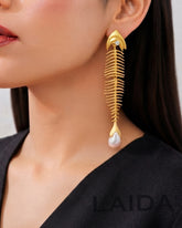 Golden Fish Pearl Drop Earrings