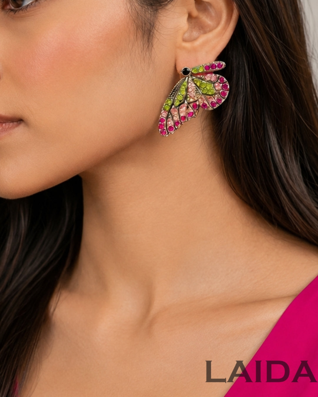 Multicolor Butterfly Stud Earring