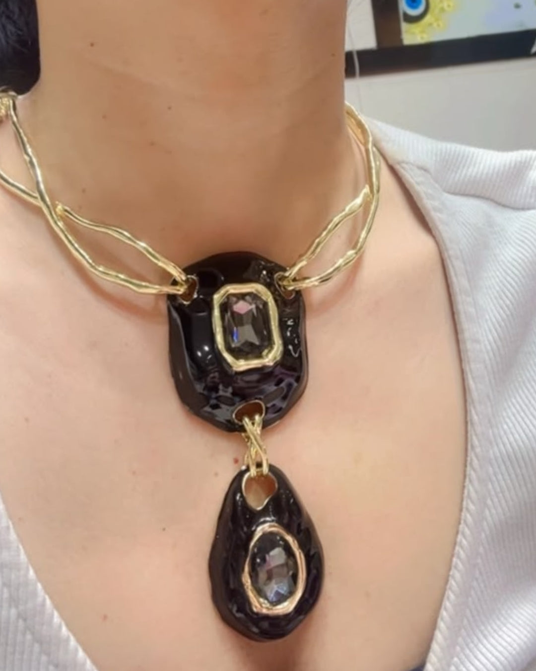Premium Chic Black Sculptural necklace | Statement Jewellery