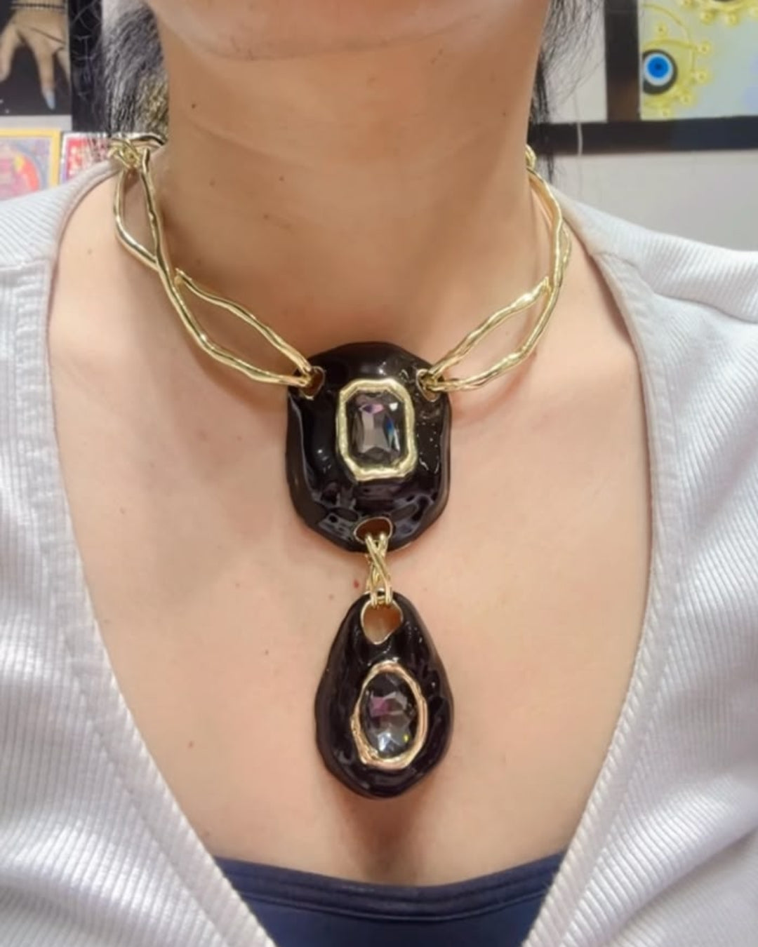 Premium Chic Black Sculptural necklace | Statement Jewellery